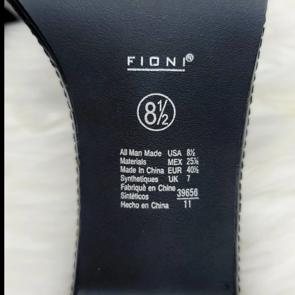 Fioni Strappy Black Leather Crocodile Alligator Print High Heels